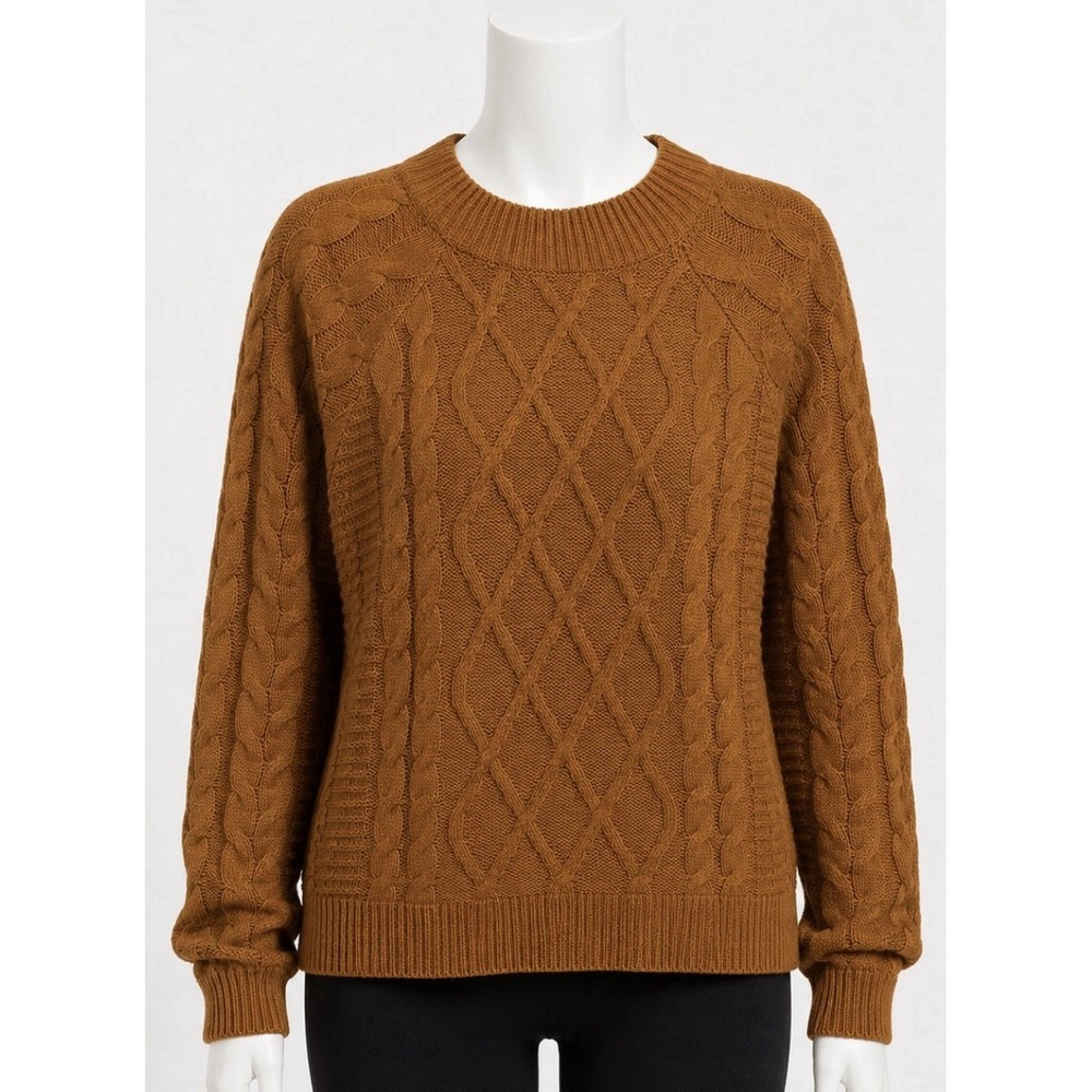 LINE AND DOT Women's Long Sleeve Sweater Pullover Size Small S Brown Cable Knit